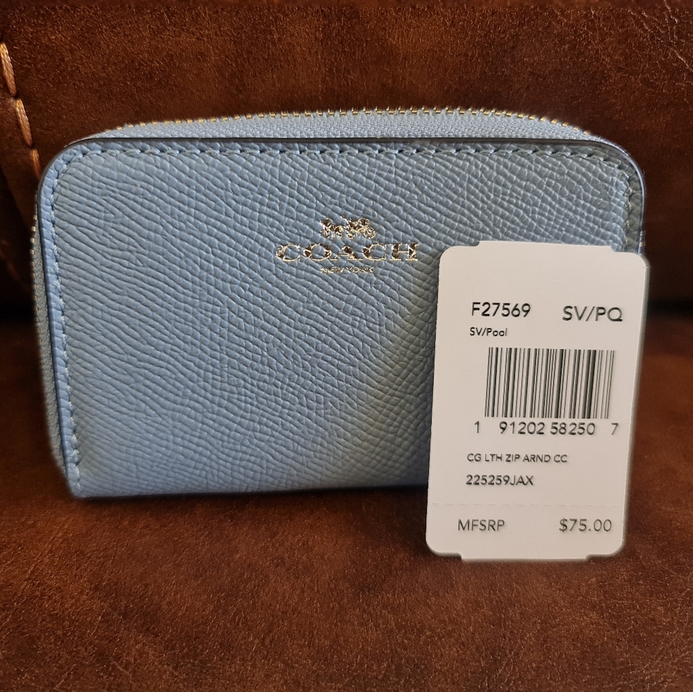 Brand New Coach Small Pool Blue Card Case
